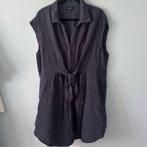 Summersalt Black Button Down Dress with Tie Front and Collar